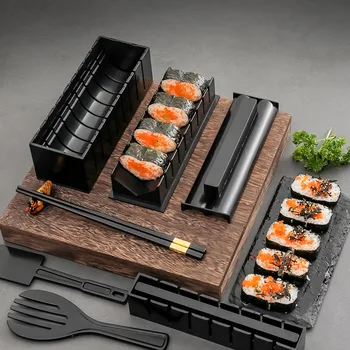 10 Szt./kpl. DIY Sushi Making Kit Roll Sushi Maker Rice Roll Mold Kitchen Sushi Tools Japońskie Narzędzia Do Przygotowania Sushi Narzędzia Kuchenne