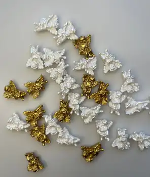 10 szt. Złoty Anioł Ornament Świąteczny Urok Biżuteria Anioł Metalowe Urok Retro Złoto/Biały/Srebrny rozmiar XL Zdobienia Paznokci
