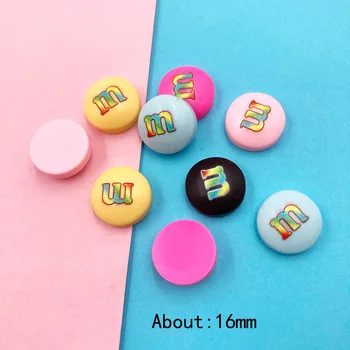100 szt. Kawaii Rainbow M Beans Candy Flat back Żywica Kaboszon Fałszywe Żywności Scrapbooking Fit Telefon Etui Dekoracji DIY Rzemiosła:16 mm