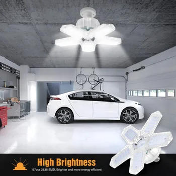 100w LED Garage Light 5 Leaf Deformation Fan Lampa sufitowa E26 Regulowany Kąt Przemysłowa Lampa Do Warsztatu Magazynu W 85-265v