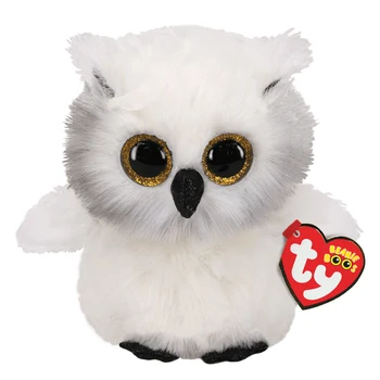 15 CM Ty Zimowa Big Eyes Soft Snow White Plush Owl Toys Cute Simulation Wypchany ptak Lalka prezent na urodziny dla chłopców i dziewcząt