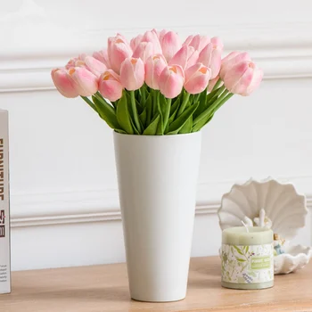 1szt Sztuczne Kwiaty Fałszywy Bukiet Tulipanów Obecnie Dotyk Sztuczny Tulipan Latex Materiał Dla Domu Ogrodu poprawiny Wystrój Kwiatowy