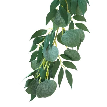 2 m Sztuczna Zielony Eukaliptus Girlanda Liści Winorośli Fałszywe Rattan Sztuczne Rośliny Bluszcz Wieniec Wystrój Ścian Dekoracje Ślubne