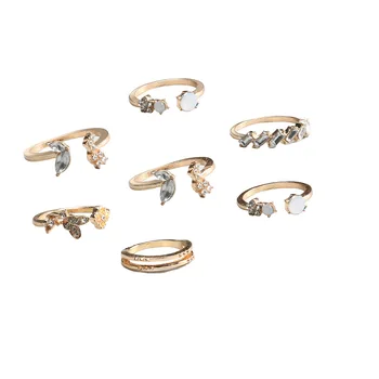 2020 Moda 6 Szt./kpl. Midi Ring Sets New 2020 Vintage Crystal Opal Pięści Pierścienie dla Kobiet Anill Vintage Jewelry For Gift
