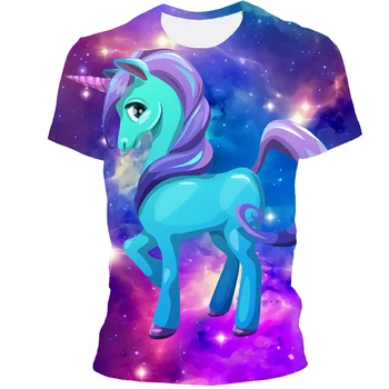2021 Lato Nowy Styl Chłopiec Sweterek Top t-Shirt 3D, Drukowanie Moda Koszulki Zwierzęciem jest Koń Męska I Damska t-shirt