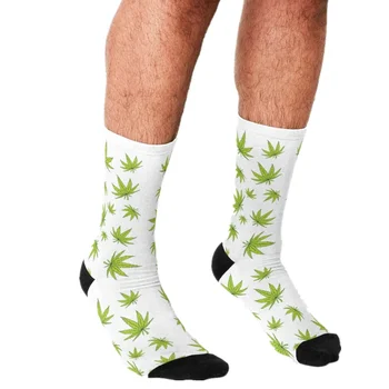2021 Męskie skarpety harajuku Vintage Leaf Pattern Printed weed Happy Socks hip hop Nowość Deskorolka art Casual funny Crazy Socks
