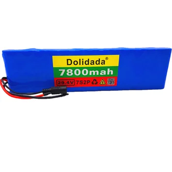 24V Battery 7S2P 29.4 V 7800mAh Li-ion Battery Pack with 20A Balanced BMS for Electric Bicycle Scooter Power Wheelchair + Charger