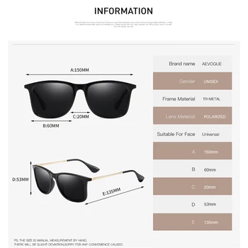 AEVOGUE New TR Fashion Classic Mężczyźni Kobiety Spolaryzowane okulary Kwadratowe Retro Okulary Marki Projektant UV400 AE0771