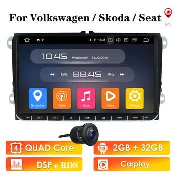 Android10 Samochodowy GPS Navigator Radio Stereo-odtwarzacz do VW Volkswagen SKODA GOLF 5 Golf 6 POLO PASSAT B5 B6 JETTA TIGUAN DSP SWC BT