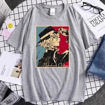 Anime Накахара Wyczuwając Styl Wydruku Man T Shirt Sport Branded Tshirt Travering Big-size Short Sleeved Home Loose Mens T Shirts
