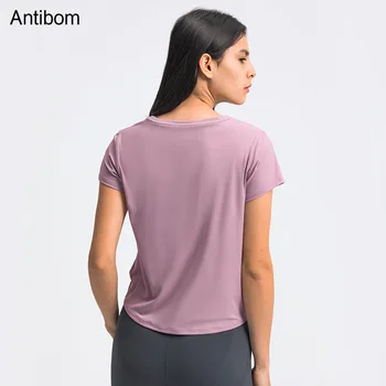 Antibom Loose Short Sleeve Sports Top Running Fitness Gym Exercise Damska t-shirt Athletic Energy Quick Dry Soft Yoga Shirt New
