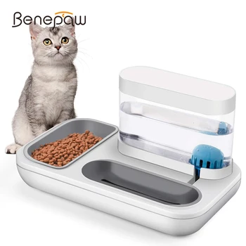 Benepaw Puppy Cat Bowl Food Water 2 in1 Odpinany антипроливная antypoślizgowy spód Mały Karmnik dla psów Kotek Dozownik Wody Grawitacyjna 1,5 L