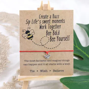 Bądź Szczęśliwy Miód Pszczoły Chęć Bransoletka Regulowana Pszczoły Wisiorek Bransoletka Pszczoły Przewód Bransoletka dla Kobiet, Mężczyzn Przyjaźń Prezent