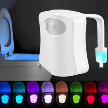 Creative LED WC Wc Podwieszana Podświetlenie Smart Body Motion Sensor Battery Powered Toaleta Toaletowy Lampa Siedzenia