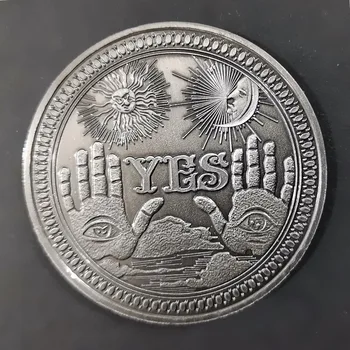 Decision Coin Yes/No Ouija Gothic Prediction Pamiątkowa moneta Wszystkowidzące oko lub Anioł Śmierci Nikiel USA Morgan Dollar COIN