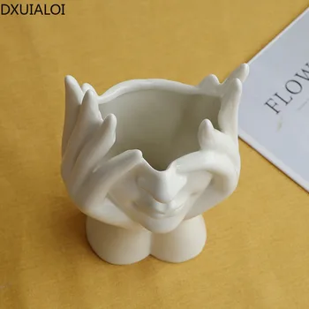 DXUIALOI Nordic style simple face art vase ceramiczne rękodzieło salon kwiatowa kompozycja wazon dekoracja dekoracje do domu