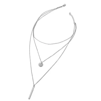 Europejska i amerykańska moda popularne warstwowa naszyjnik temperament umowy geometria długi okrągły kawałek metalu naszyjnik