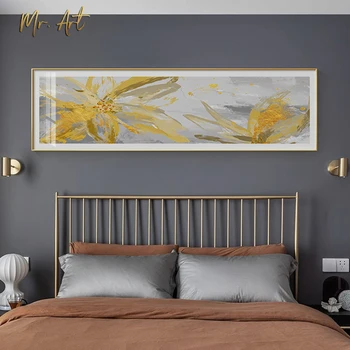 Flower Wall Art Canvas Painting Modern Abstract Golden Floral Poster Print Home Decoration Nordic Living Room, Bedroom Pictures
