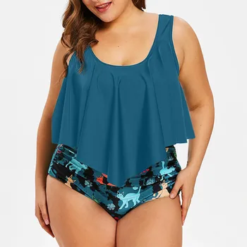 Gorące Damskie Duży Rozmiar Sexy Jednolity Kolor Druku Wzburzyć Bikini Letnia Moda Stroje Kąpielowe Dwuczęściowy Strój Kąpielowy