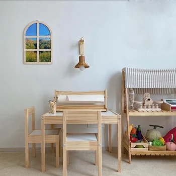 Gorące Pustą Okno Drewniane Diy do Pokoju Dziecięcego Naturalne Drewniane Plasterki Dekoracje Wystrój Domu Rekwizyty do zdjęć