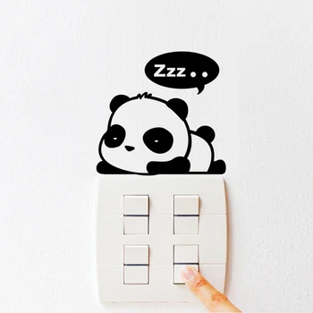 Hello, Hi Sleep Panda Switch Naklejki Ścienne dla Dzieci Pokój Artystyczne Naklejki winylowe Lodówka Naklejki na Ściany#662