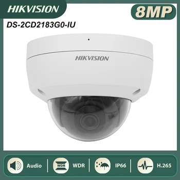 Hikvision 8MP DS-2CD2183G0-IU 4K WDR Build-in Mic Fixed IP POE Dome Network CCTV security Camera H. 265 IP66 IR 30m Onvif