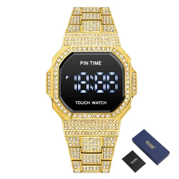 Iced Out Watch Men Digital Touch Screen Mens Zegarki Top Brand Luxury Hip Hop Man Gold Clock Reloj Hombre Relogio Montre Homme