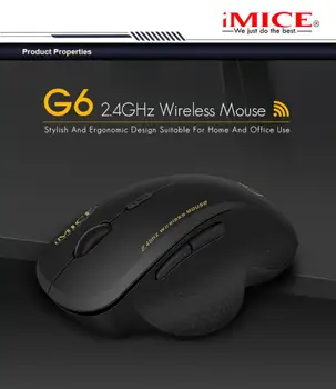 IMice Wireless Mouse 6 Przyciski 1600DPI Mouse 2.4 G Optical USB Gaming Ergonomiczne Myszy Ciche stacjonarnego i laptopa PC Myszka
