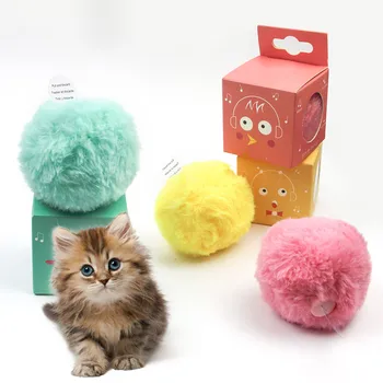Interaktywne Kocie Zabawki, Balony Pet Electric Catnip Kitten Toys Cat Scratch Balls Funny Toys Plush Foam Wool Smart Pet Toys for Cats