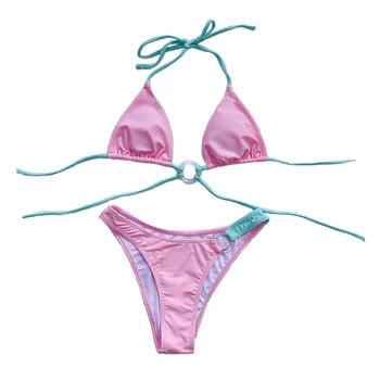 Irisapparels 2020 Panie Split strój Kąpielowy Trójkąt Kostium Kąpielowy dla Kobiety Wysokiej Talii Bikini dwuczęściowe stroje Kąpielowe