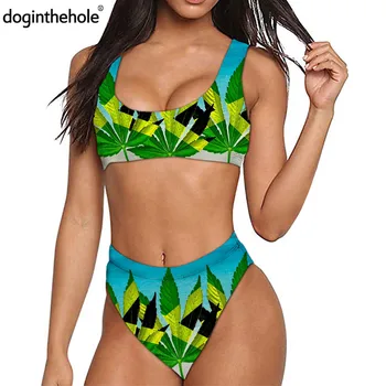 Jamajka Flaga Tropikalne Drzewo Drukowania Dla kobiet 2 szt. Sport Bikini 2020 Lato Kostium Kąpielowy Push Up Fitness Biustonosz Sexy stroje Kąpielowe Bikini