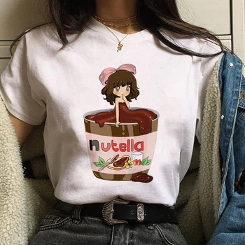 Kawaii Nutella Print T-Shirt 90s Ullzang Fashion Women 's t-Shirts Harajuku Summer Women' s sweatshirt Tee Tops Oversize t-shirt