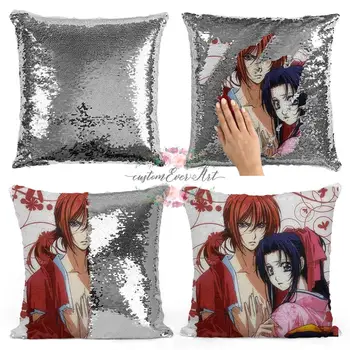 Kenshin Himura Cekinami Mermaid Throw Pillow Cover Car Home Decoration Tapczan Wystrój Dekoracyjna poszewka