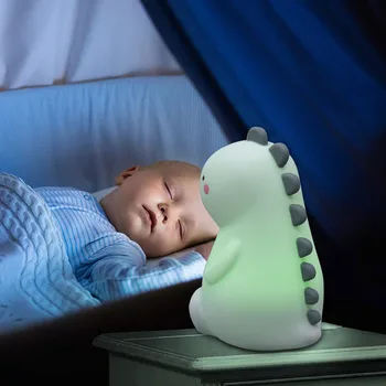 Kolorowa lampka Nocna Dla Dzieci, Chłopców, Dziewcząt Prezenty Czujnik Ściemniania Kreskówka Dinozaur Silikonowy USB lampka Nocna