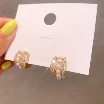 Korea Południowa C - typ perły cyrkon kobiece kolczyki 2020 nowe biżuteria hurtowych