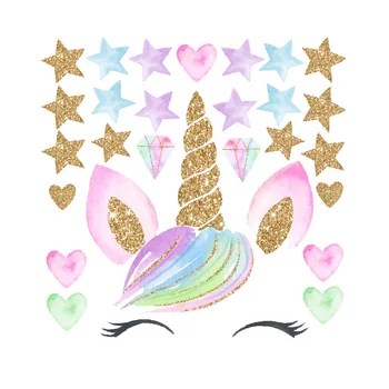 Kreskówka Rainbow Unicorn Ściany Seickers Kreatywny Plac zabaw dla dzieci, dekoracyjne, Naklejki Dla Dziewczyn Dekorowanie Pokoju Estetyczne