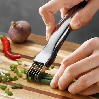 Kuchnia Cebulowy Nóż Pacy Warzyw Narzędzie Multi Rozdrabniacz Ostre Nierdzewny Posiekany Szczypiorek Nóż Cut Slicer Do Domu