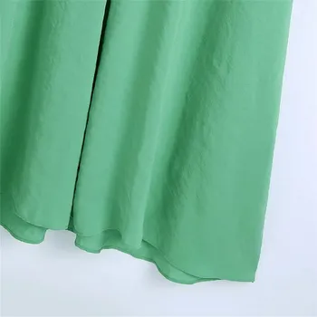 Lato 2021 Za Green Oversize Long Dress Women Casual Spring Long Sleeve Dresses Woman V Dekolt Asymetryczny Wolnego Maxi sukienka