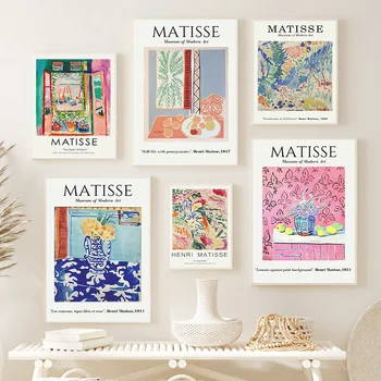 Matisse Róża Kwiat Liść Wazon Streszczenie Uchwyt Sztuka Płótnie Malarstwo Skandynawskie Plakaty I Reprodukcje Ścienne Obrazy Do Wystroju Salonu
