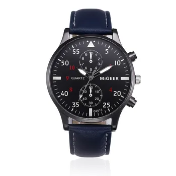 MIGEER 2019 Top Brand Luxury Stal nierdzewna Retro Skórzany Pasek Analogowy Stop Quartz Wrist Watch Relogio Masculino Clock Q