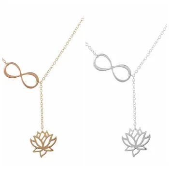 Moda Biżuteria Twórczy Wydrążony 8 Słowo Lotus Naszyjnik jest Prosty Roślin Kwiat Stopu Wisiorek łańcuch Obojczyk Łańcuch Damskie Eleganckie Biżuteria