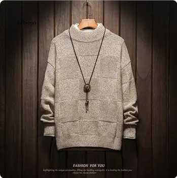Męskie Swetry Wiosna Jesień Zima Odzież Pull Oversize M-4Xl 5Xl Koreański Styl Casual Standardowe swetry