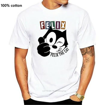 Mężczyźni Klasyczny Dobrze Zrobione Felix Kot Szary Męskie Casual T-Shirt
