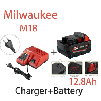 Oryginalny 18V 12800mAh Replacemet Akumulator Litowo-jonowy 12.8 Ah do Milwaukee Xc M18 M18B Bezprzewodowe narzędzia Baterie+Ładowarka