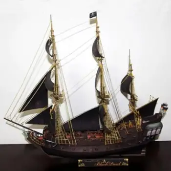 Papierowy model DIY ship Pirates of the Caribbean Black Pearl starożytny żaglówka jacht żaglowy okręt wojenny Pepercraft Ship Funs Prezenty