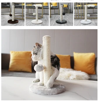 Pet Toy Sisal Cat Scratching Post for Cats Kitten Climbing Post Jumping Tower Toy with Ball Bite-resistant Protecting Furniture