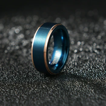 Pierścień Mężczyźni Przycisk Pierścień Czarnego Złota Linia Matowy 8 mm Obrączka Obrączka Męska Partia Biżuterii Bague Homme