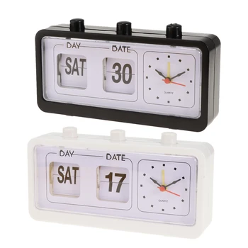 Retro gry Planszowe Automatyczne Klapki Zegar Non-tykać Calendar Clock with Day Date Display