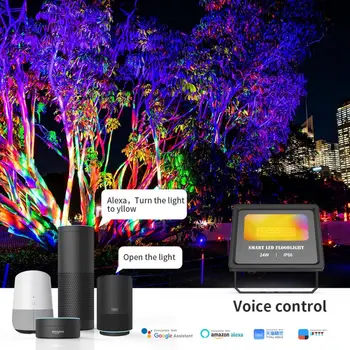 RGB LED Reflektor Bluetooth Odkryty Inteligentny Reflektor Wodoodporny IP66 Zmiana Koloru Podświetlenia Grupa aplikacji do Zarządzania