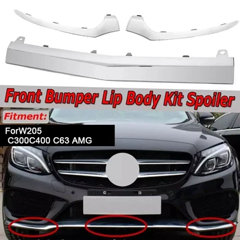 Samochód Chrom Przedni Zderzak Warga Dolna Splitter Pokrywa Wykończenie dla Benz W205 C300 C400 C63 AMG 2058851574